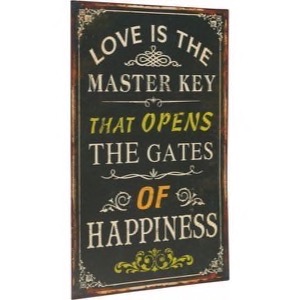 Metal skilt 33x56cm Love Is The Master Key That Opens The Gates Of Happiness - Se flere Metal skilte